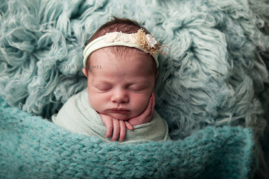 newborn portrait blue flokati