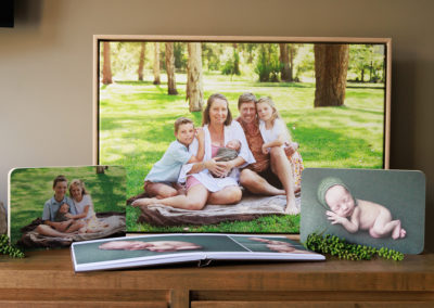outdoor newborn family photo at Terrigal and framed canvas