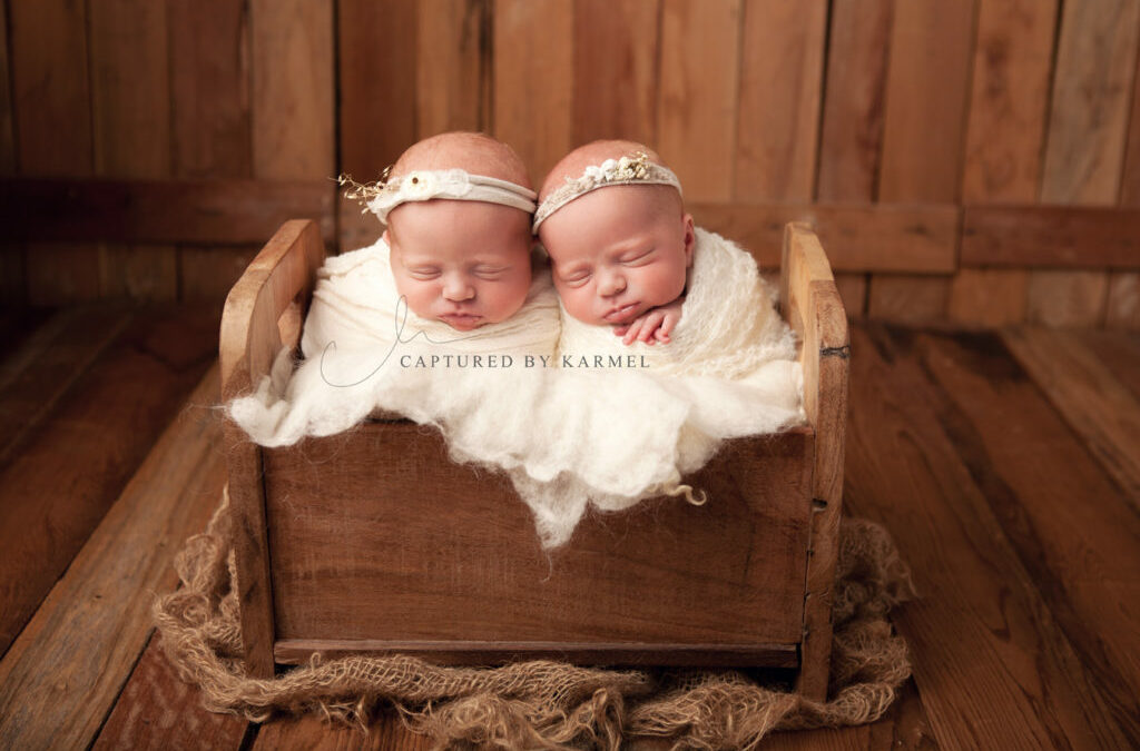 Identical twin girls newborn portraits